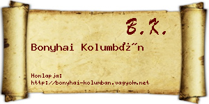 Bonyhai Kolumbán névjegykártya